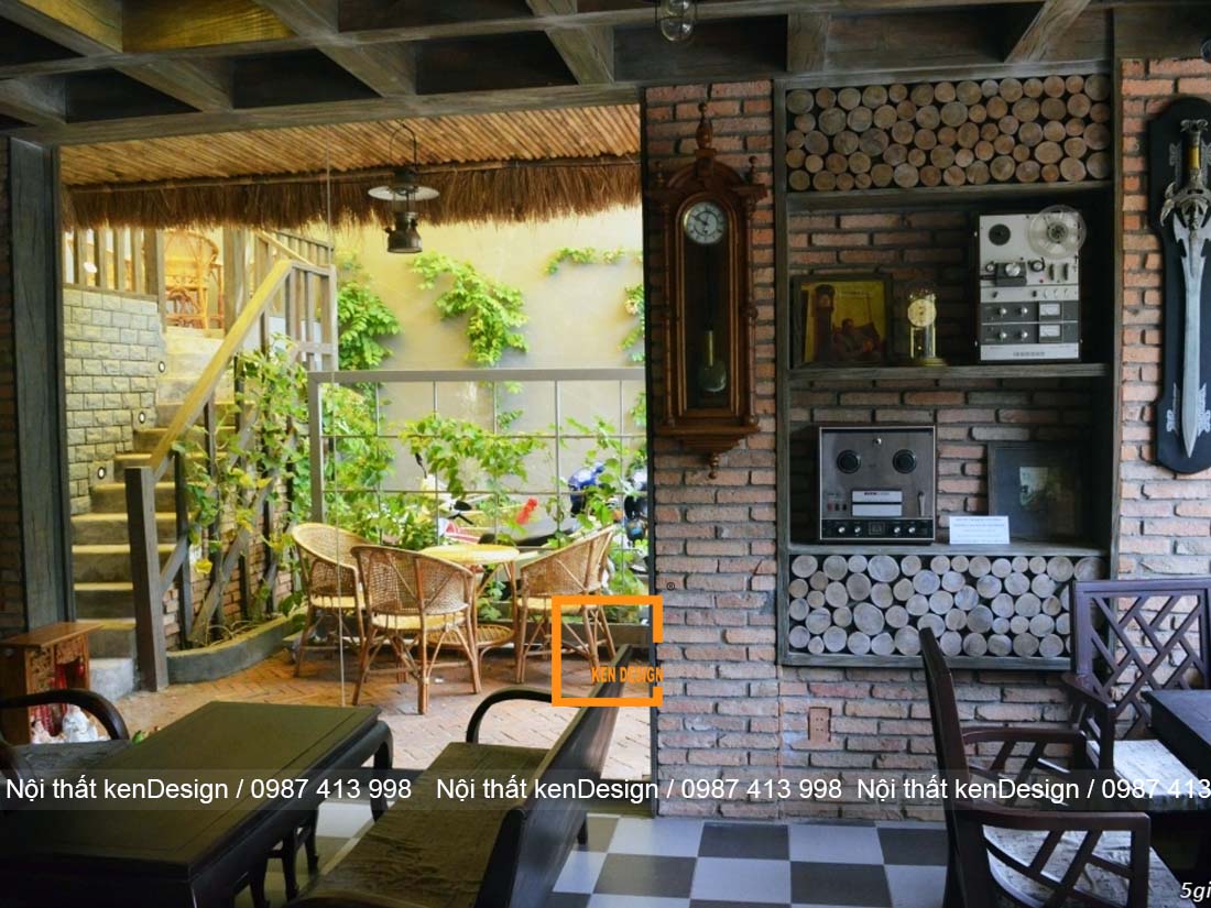 thiết kế quán cafe thô mộc 